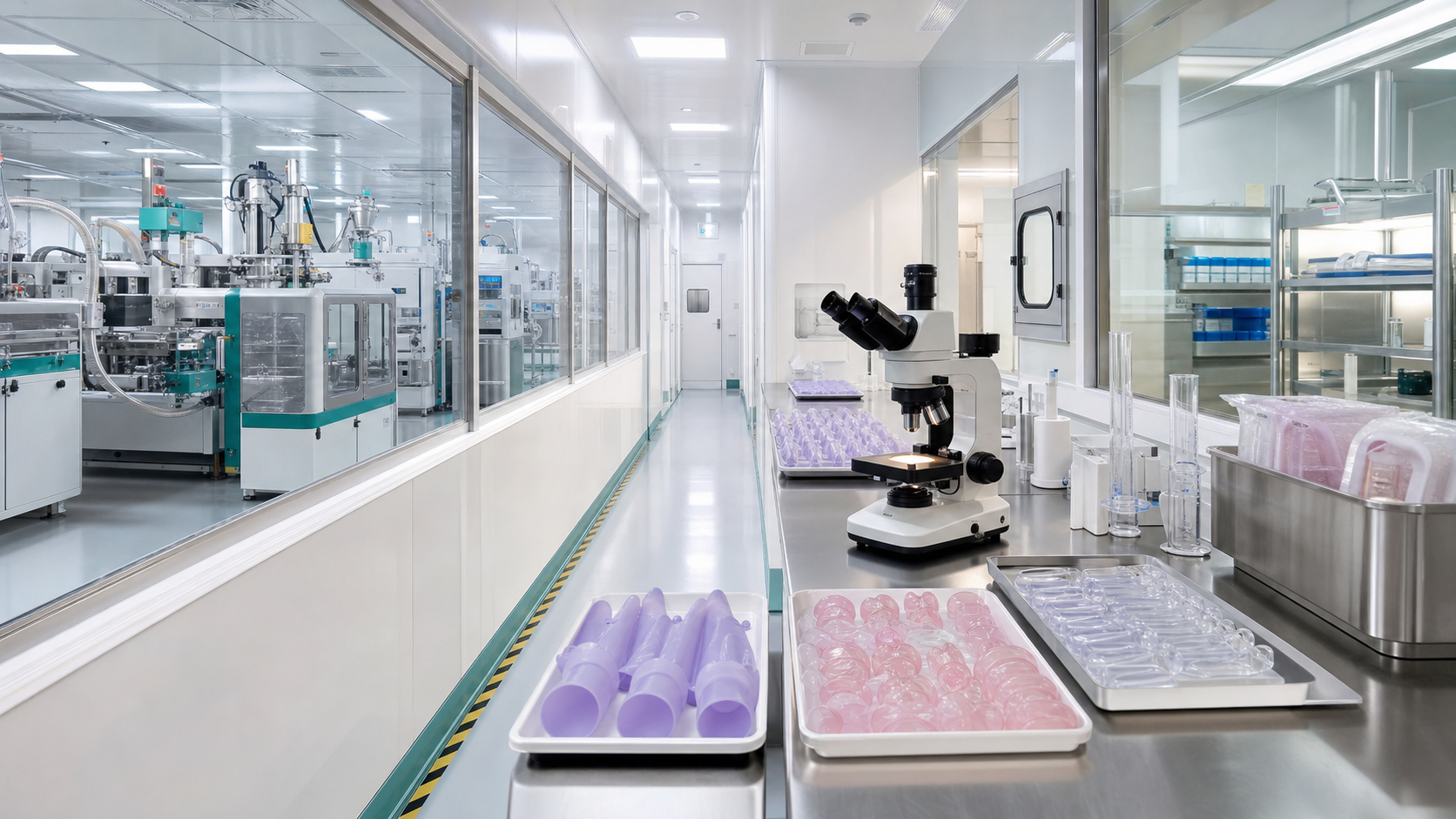 Clean manufacturing corridor and quality lab for silicone feminine care products