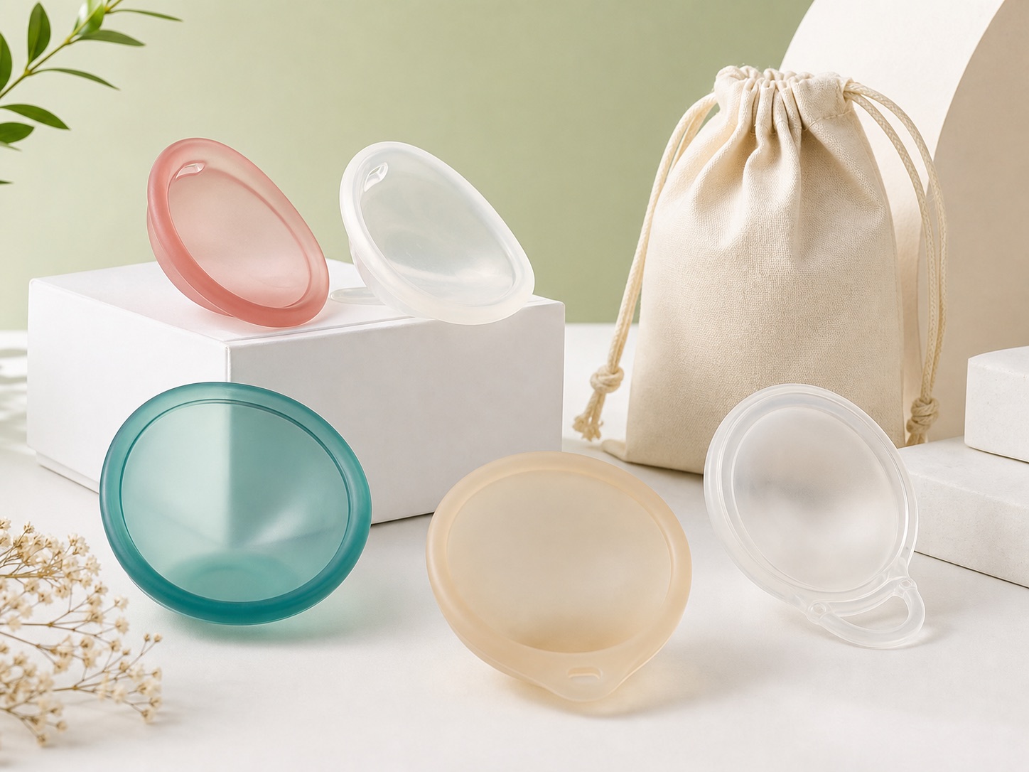 Reusable menstrual disc OEM set with disc, pouch, and private-label packaging for MOQ planning